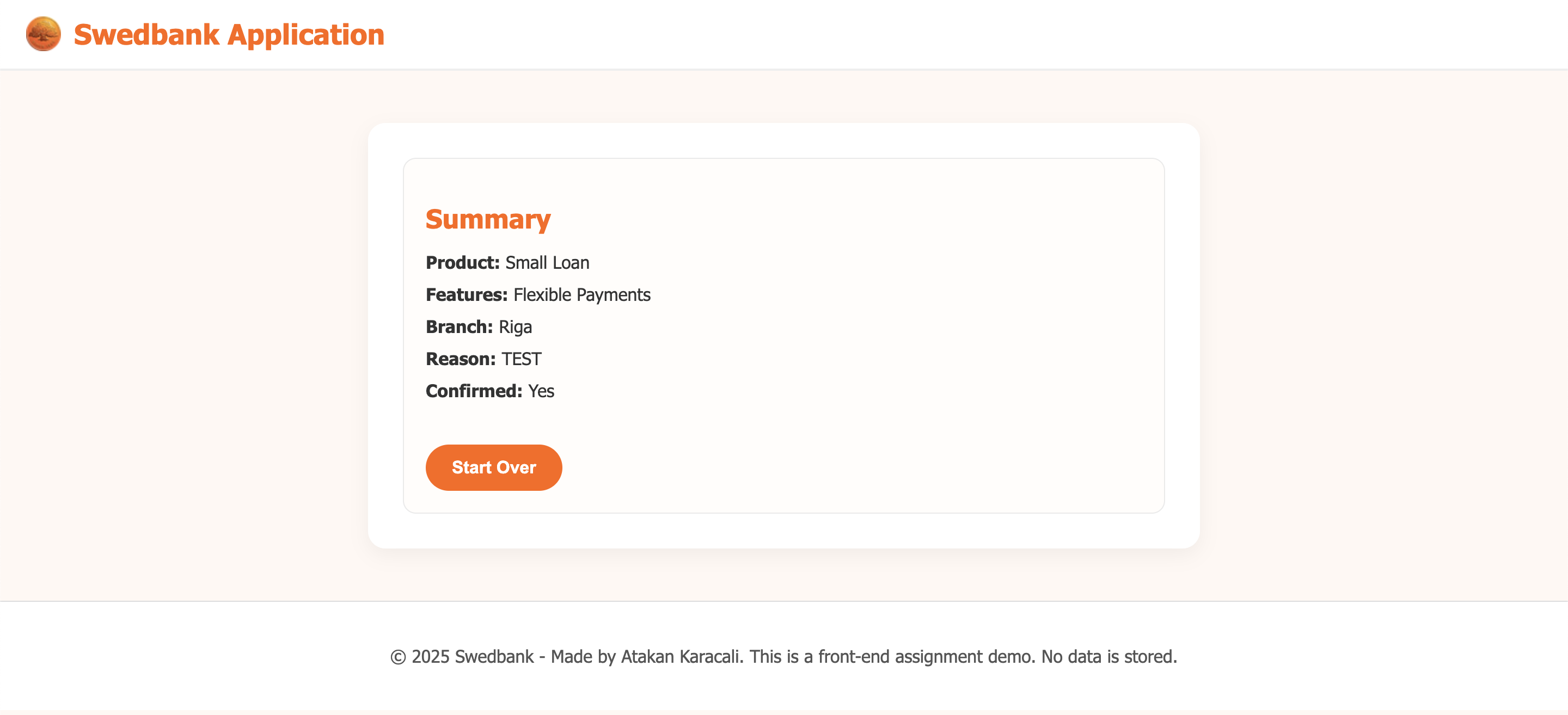 Swedbank Form Task